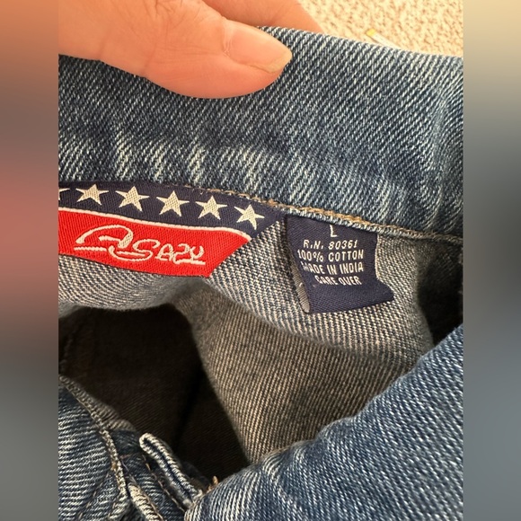 Asazy Vintage 80s 90s Lace Overlay Oversized Button Down Denim Jacket size L - Picture 4 of 8